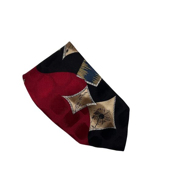 C.C. Hughes-Men’s Tie 56” Long - Black Crimson Tan Cream - Silk Necktie Made USA - Picture 3 of 5